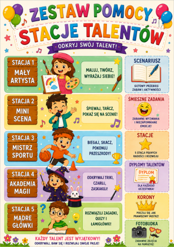 AKADEMIA TALENTÓW STACJE - ZESTAW POMOCY 60 STRON