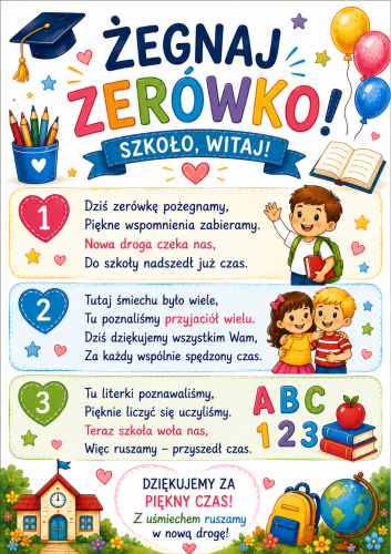 SCENARIUSZ POŻEGNANIA ZERÓWKI - 25 ROLE DLA DZIECI PRZEMÓWIENIE DLA NAUCZYCIELA I DYREKTORA
