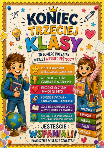 PLAKAT XXL KONIEC TRZECIEJ KLASY 9, 16 STRON 