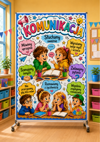 KOMUNIKACJA PLAKAT XXL 9  STRON + KOLOROWA WKLEJKA A4 