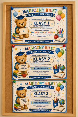PREZENT BILET DO SZKOŁY OD 1 - 3 KLASY A3,A4   