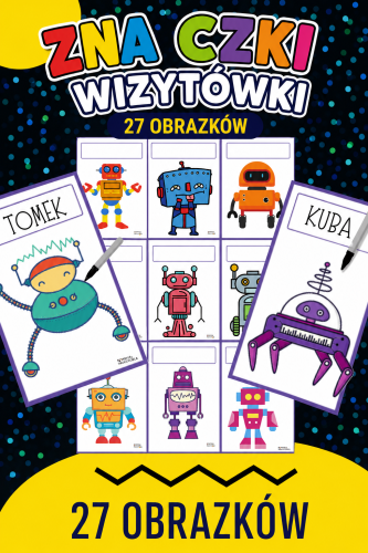 ROBOTY ZNACZKI,  WIZYTÓWKI 27 OBRAZKÓW