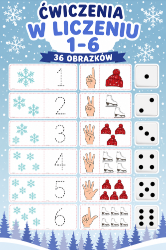 ĆWICZENIA W LICZENIU 1-6 ZIMA - 36 OBRAZKÓW