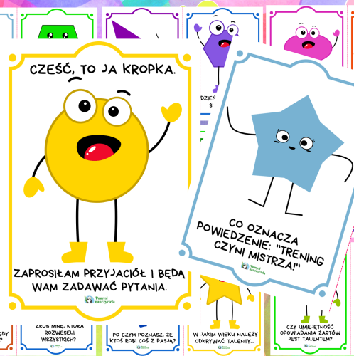 KARTY RUCHOWE KROPKA I PRZYJACIELE  KARTY NA TWÓRCZE MYŚLENIE - 24 OBRAZKI