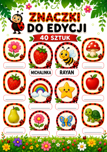 ZNACZKI DO SZATNI WERSJA MAŁA 40 SZTUK I WERSJA DUŻA 43 SZTUKI PDF I DO EDCYJI W WORD