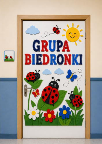DEKORACJA NA DRZWI GRUPA BIEDRONKI A4,A3, 12 STRON