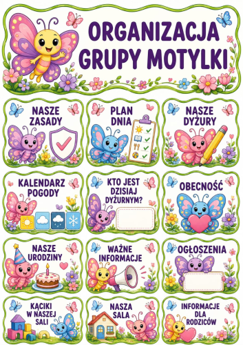 ORGANIZACJA GRUPY MOTYLKI  NAPISY I OBRAZKI RAZEM 17 STRON
