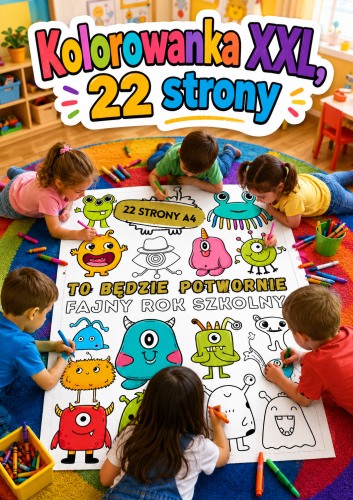 FAJNY ROK DLA MŁODSZYCH 22 STRONY KOLOROWANKA XXL 