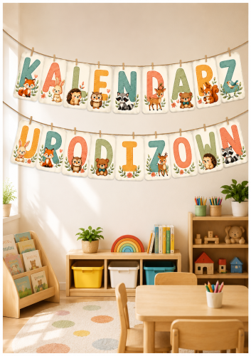 KALENDARZ URODZIN NAPIS ZE ZWIERZATKAMI - 17 STRON 