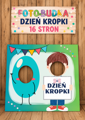 DZIEŃ KROPKI FOTOBUDKA XXL 16 STRON NA ZIELONYM TLE 