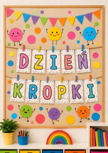 NAPIS DZIEŃ KROPKI W MAŁE KROPECZKI - 11 STRON 