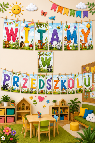WITAMY W PRZEDSZKOLU NAPIS 18 STRON