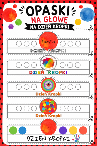 OPASKI NA GŁOWĘ DZIEŃ KROPKI - 8 WZORÓW