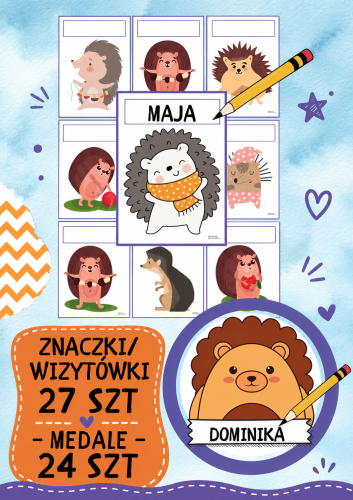 ZNACZKI , WIZYTÓWKI JEŻE - 27 SZTUK MEDALE 24 SZTUKI
