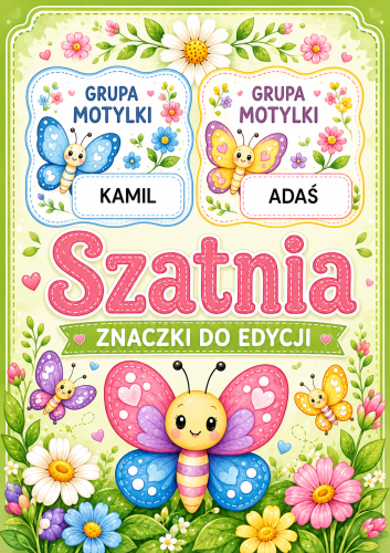 ZNACZKI GRUPA MOTYLKI DO EDYCJI LUB BEZ EDYCJI: MAŁE 45 SZTUK DUŻE 45 SZTUK