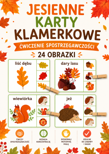 JESIENNE KARTY KLAMERKOWE - 24 OBRAZKI