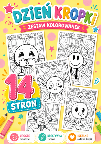 DZIEŃ KROPKI MANDALOWE KOLOROWANKI - 14 STRON 