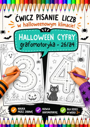 HALLOWEEN CYFRY PISANIE PO ŚLADZIE- 26 STRON 