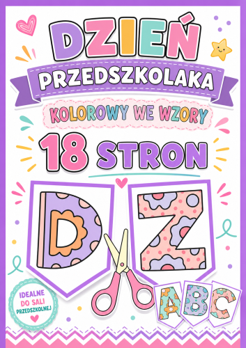 NAPIS DZIEŃ PRZEDSZKOLAKA KOLOROWY WE WZORY 18 STRON 