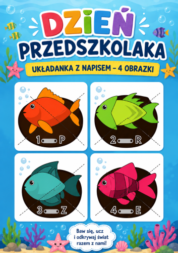 DZIEŃ PRZEDSZKOLAKA UKŁADANKA Z NAPISEM