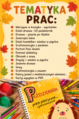 PAKIET PAŹDZIERNIK  - PRACE PLASTYCZNE I GRAFOMOTORYCNE 340/A4