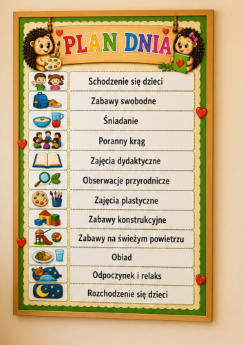 PLAN DNIA PLAKAT NA GAZETKĘ LUB DRZWI XXL: A4, A3,  6, 12 STRON