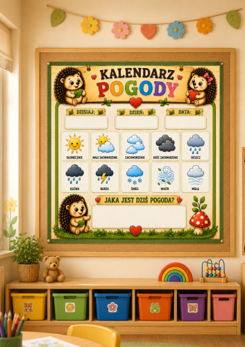 KALENDARZ POGODY? PLAKAT NA GAZETKĘ LUB DRZWI XXL: A4, A3, 6,12 STRON