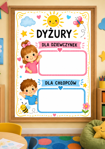 DYŻURY PLAKAT NA GAZETKĘ LUB DRZWI XXL: A4, A3, 6 STRON