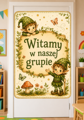 WITAMY W NASZEJ GRUPIE DEKORACJA/PLAKAT XXL NA GAZETKĘ, DRZWI - A4, A3, 9 STRON  