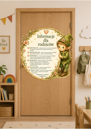 INFORMACJE DLA RODZICÓW DEKORACJA/PLAKAT XXL NA GAZETKĘ, DRZWI - A4, A3, 12 STRON  
