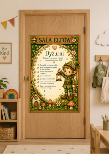 SALA ELFÓW DYŻURNI  DEKORACJA/PLAKAT XXL NA GAZETKĘ, DRZWI - A4, A3, 9, 12 STRON  