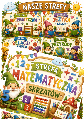 GRUPA SKRZATY-  STREFY ZGODNIE Z NOWĄ PODSTAWA WYCHOWANIA PRZESZKONEGO;  8 WZORÓW DUŻYCH   8 WZORÓW MAŁYCH
