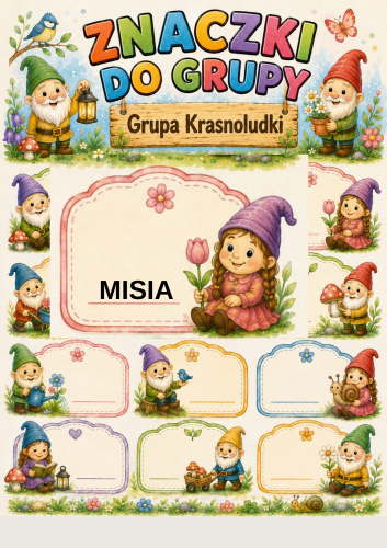 ZNACZKI DO EDYCJI GRUPA KRASNALE WERSJA MNIEJSZA  36 SZTUK I WIĘKSZE 36 SZTUK   