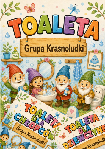 GRUPA KRASNOLUDKI-  TOALETA, TOALETA DLA DZIEWCZYNEK I CHŁOPCÓW - 3 STRONY 