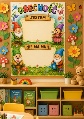 MIESIĄCE GRUPA KRASNOLUDKI -  DEKORACJA PLAKAT XXL - A4, A3, 6,12 STRON