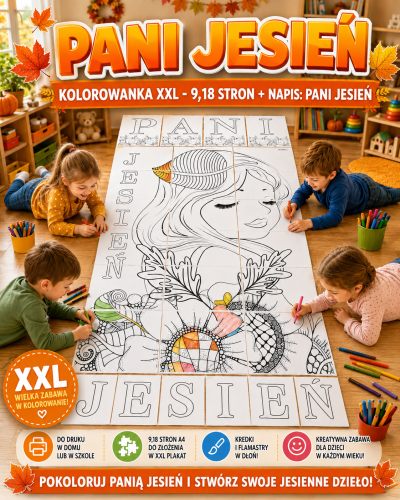 PANI JESIEŃ KOLOROWANKA XXL - 9,18 STRON + NAPIS: PANI JESIEŃ