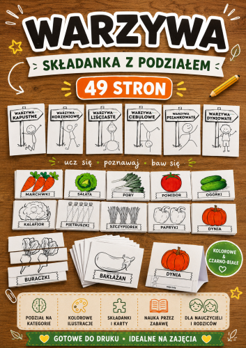WARZYWA SKŁADANKA Z PODZIAŁEM + NAPIS 49 STRON