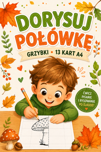 DORYSUJ POŁÓWKĘ GRZYBKI - PRACE PLASTYCZNE- 13 WZORÓW