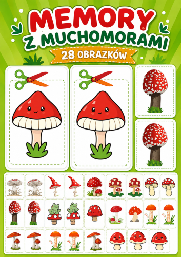 MEMORY Z MUCHOMORAMI - 28 OBRAZKÓW