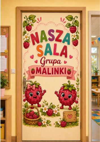 GRUPA MALINKI NASZA SALA - DEKORACJA/PLAKAT XXL  - A4, A3, 6, 12 STRON 