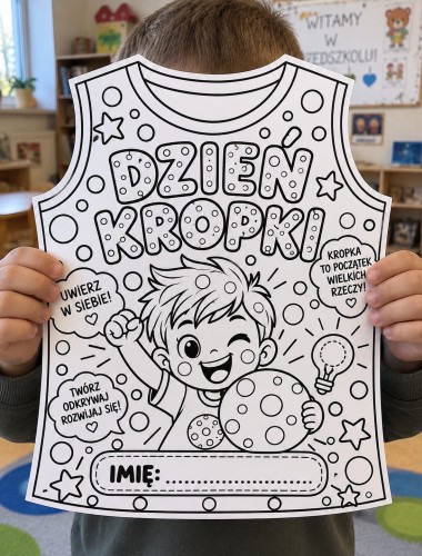 KOSZULKI NA DZIEŃ KROPKI - DO EDYCJI IMIENIA 25 WZORÓW DO WYCINANIA I KOLOROWANIA DO Samodzielnego WPISANIA IMIENIA 26 SZTUK 