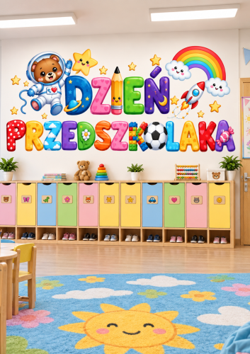 NAPIS DZIEŃ PRZEDSZKOLAKA + ELEMENTY DEKORACJI - 27 STRON
