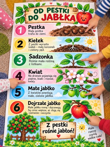 DZIEŃ JABŁKA - CYKL ROZWOJU DEKORACJA NA GAZETKĘ