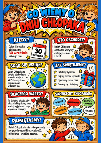 CO WIEMY O DNIU CHŁOPAKA? - GAZETKA 10 ELEMENTÓW 