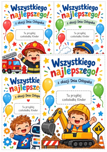 DYPLOMY UPOMINKOWE DZIEŃ CHŁOPAKA - 6 WZORÓW