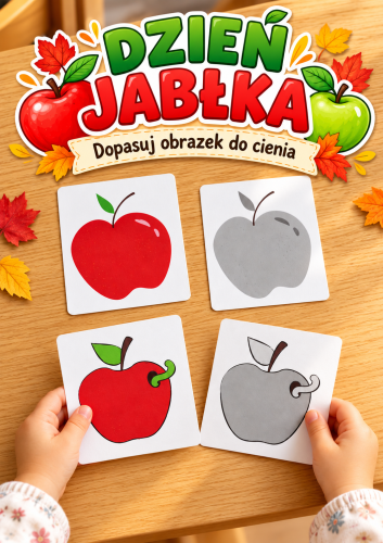 KARTY CIENIE + DOBIERANKA JABŁKA - 20 OBRAZKÓW