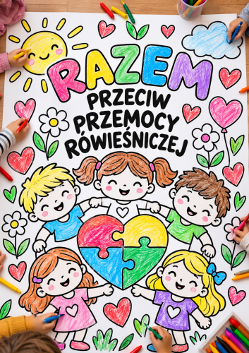 RAZEM PRZECIW PRZEMOCY RÓWIEŚNICZEJ KOLOROWANKA XXL - 6,12 STRON  + WKLEJKA A4