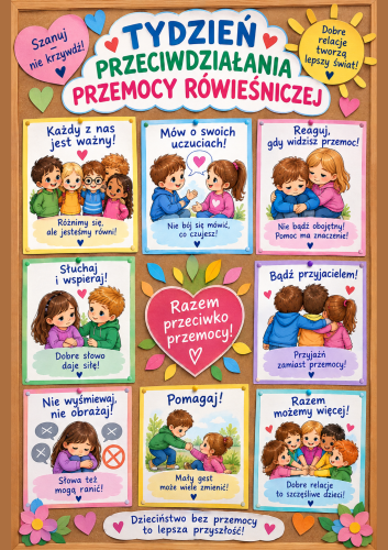 TYDZIEŃ PRZECIWDZIAŁANIA PRZEMOCY RÓWIEŚNICZEJ -  GAZETKA - 18 STRON 