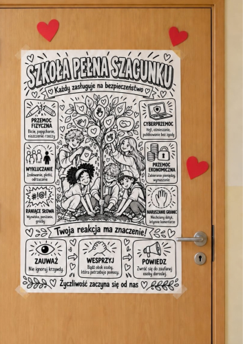 SZKOŁA PEŁNA SZACUNKU  -  PLAKAT XXL DO KOLOROWANIA -  6,12   STRON + WKLEJKA A4