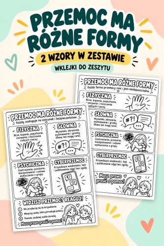 PRZEMOC MA RÓŻNE FORMY 2 WZORY WKLEJKI 